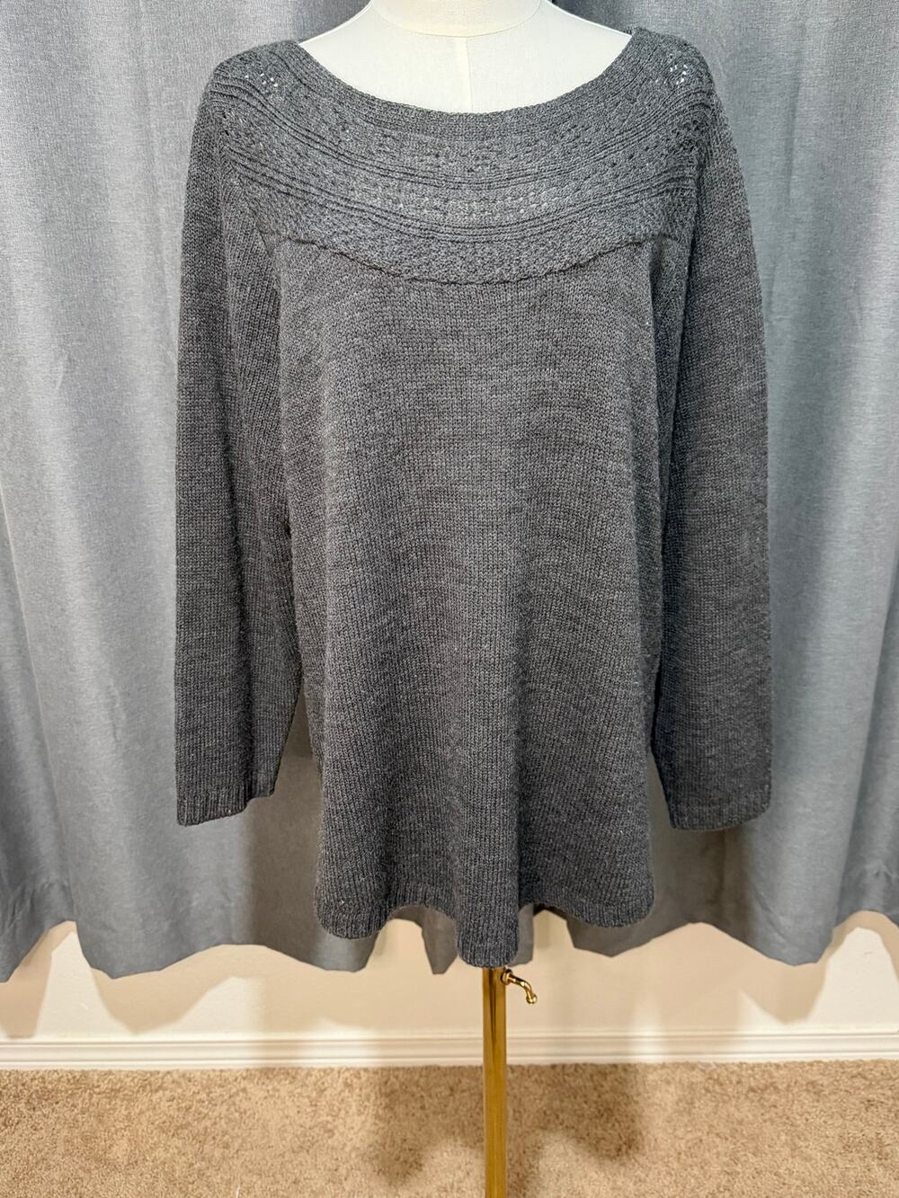Lane Bryant 18/20 Gray Textured Boat Neck Sweater